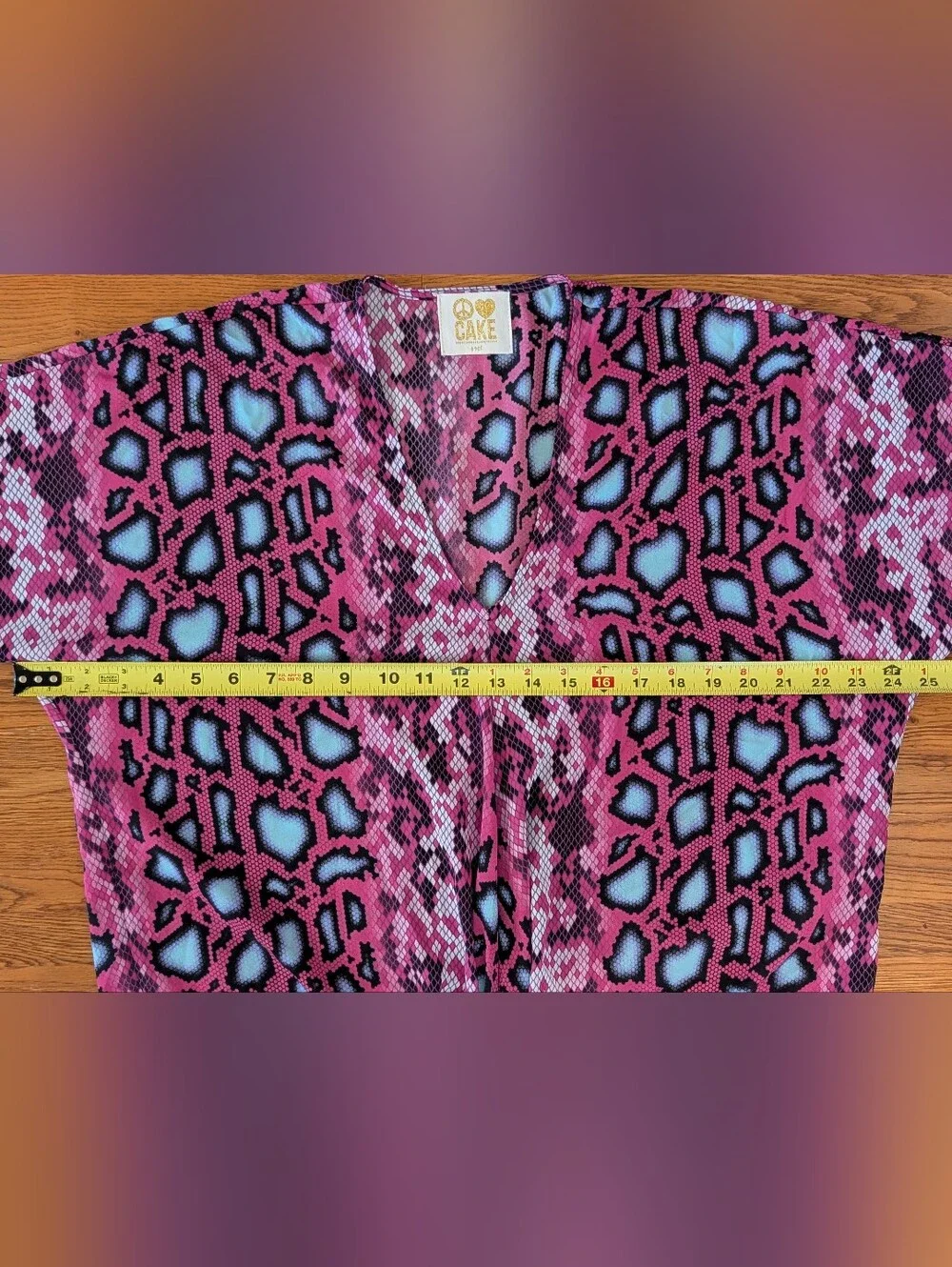 Peace Love Cake Bold Snake Print Patterned Tie Front Blouse Flared Sleeves